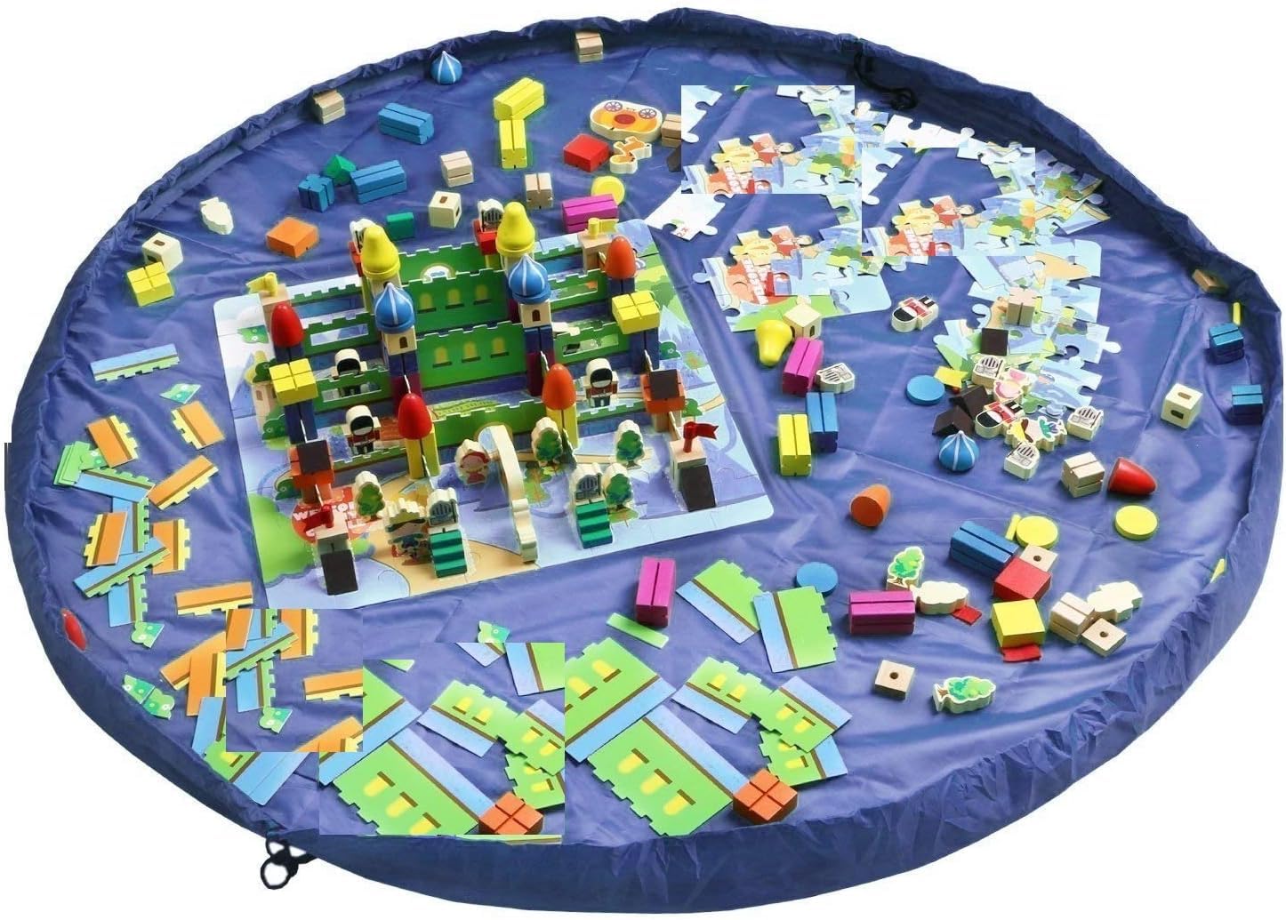 

siawadeky Сумка для хранения игрушек для детей, игровые коврики и строительные блоки, легкая уборка, очень большой коврик, диаметр 150 см, складная для удобного хранения,
