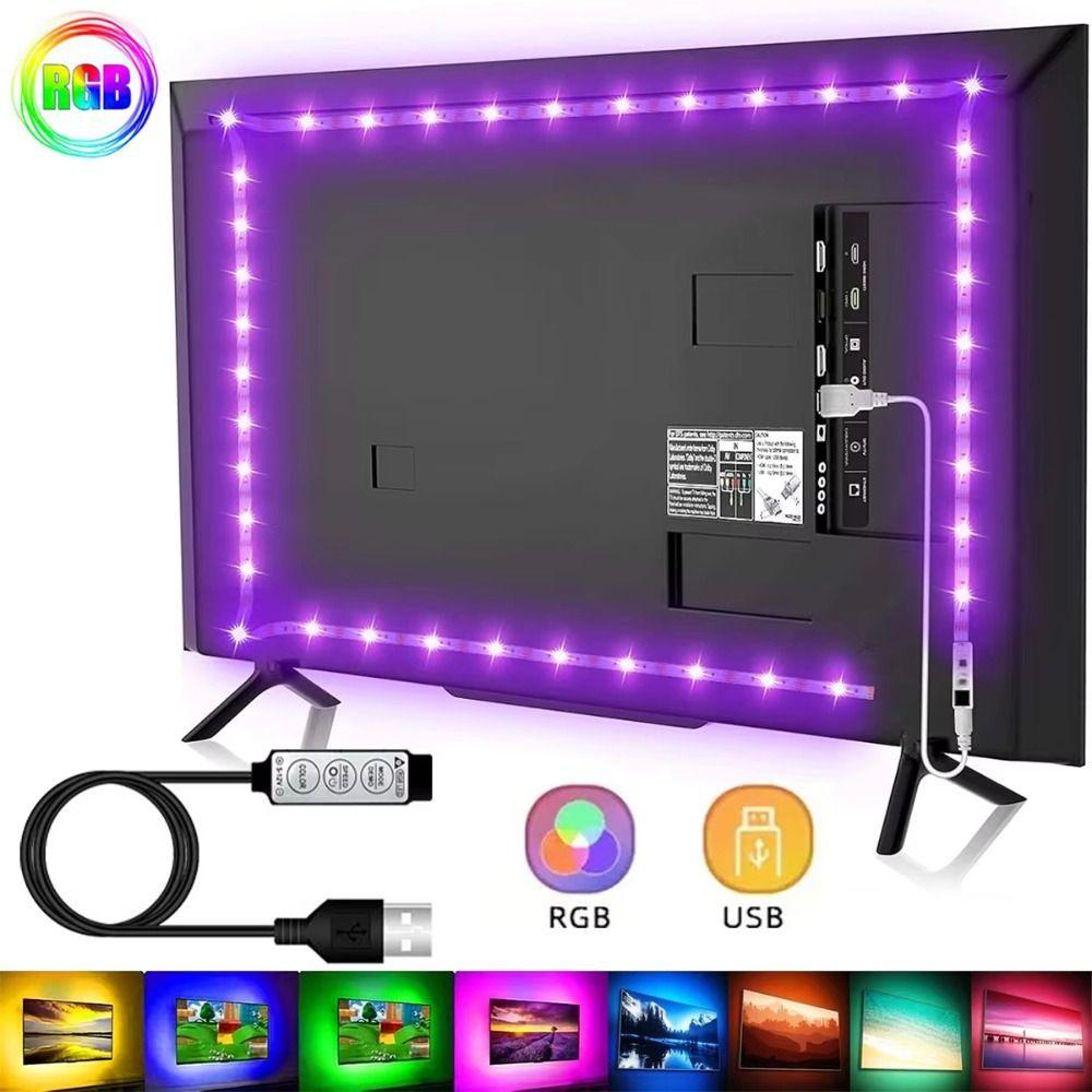 USB Powered RGB Light Strip Static Modes 3 Key Control LED Light Strip Dynamic Modes 5 V Low Voltage TV Background Light
