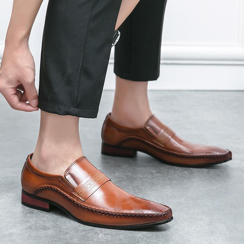 Retro Brown Leather Shoes Men High Quality Classic Men's Dress Shoes Business Wear Formal Shoes For Men Sapato Social Masculino