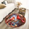 3D Art Birds Cardinal Round Rug For Home Living Room Bedroom Bathroom Kitchen Door Mat Non-slip Machine Washable Carpet