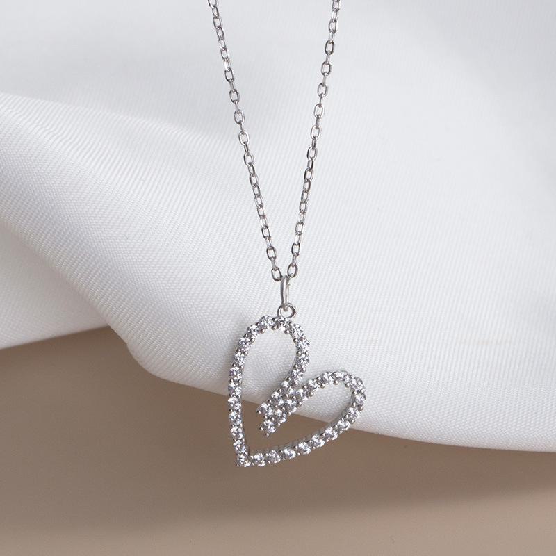 

Ожерелье Banyan Tree S925 Silver Heart с бриллиантами на День святого Валентина - Элегантная женская цепочка на ключицу в подарок NS710 белого золота