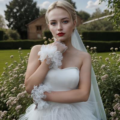 Guanti Corti in Pizzo con Fiocco in Tulle Eleganti Accessori da Sposa per l'Abito della Sposa per Esibizione Cosplay Classico Romanticismo vm34
