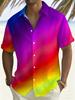 Camisa de Manga Corta con Degradado Arcoíris para Hombre, Talla Grande, Camisa Casual de Playa para Verano, Estilo Moderno y de Moda, TALLA GRANDE