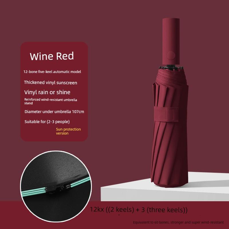 One-Touch Automatic Electric Umbrella, Dual-Purpose for Sun and Rain, Large Folding Windproof Umbrella with Black Coating for Sun Protection