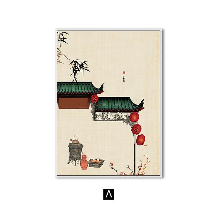 

Традиционный китайский стиль, оконные настенные художественные постеры и принты, холст, живопись, настенные картины для гостиной, домашний художественный декор 21x30cm No Frame