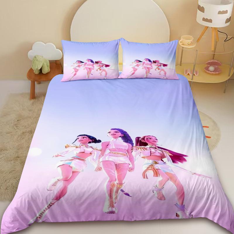 Комплект пододеяльника Saja Boys KPop D-Demon H-Hunters Комплект постельного белья Чехол для одеяла Подарок с 2 наволочками Декор спальни US Twin173x218cm