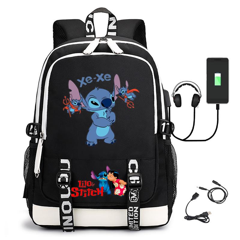 Large Capacity Backpack Printed Student USB School Bag
