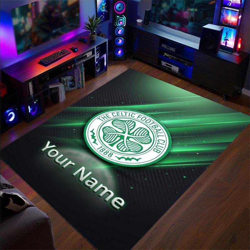 Crystal Velvet Rug Celtic FC Print Custom Name Text Floor Mat Home Decor