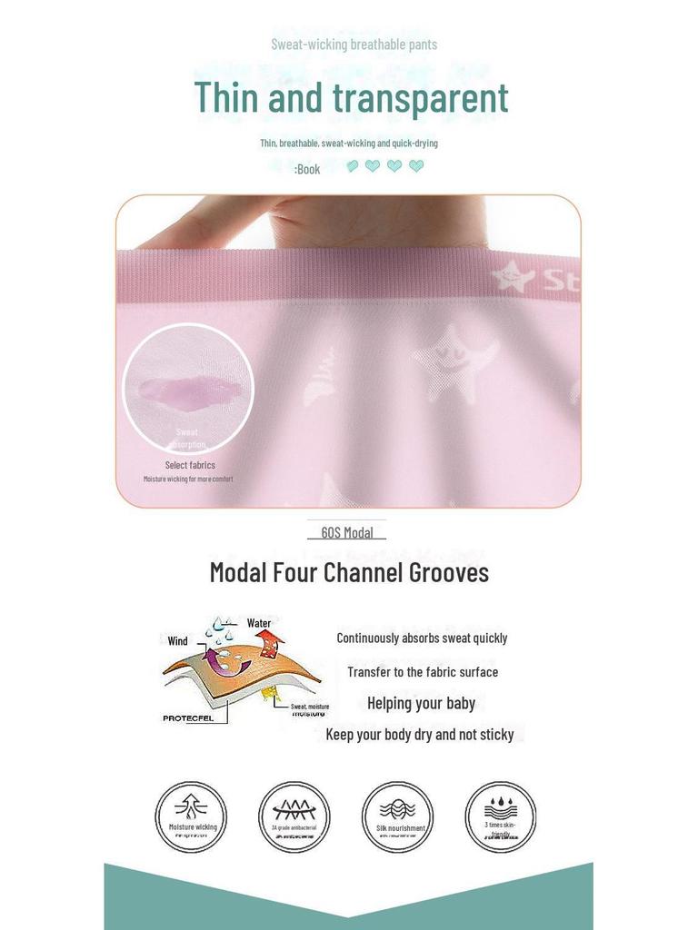 Children's Breathable Modal Sweatpants and Antibacterial Mulberry Silk Underwear, 4-Piece Box for Boys and Girls.