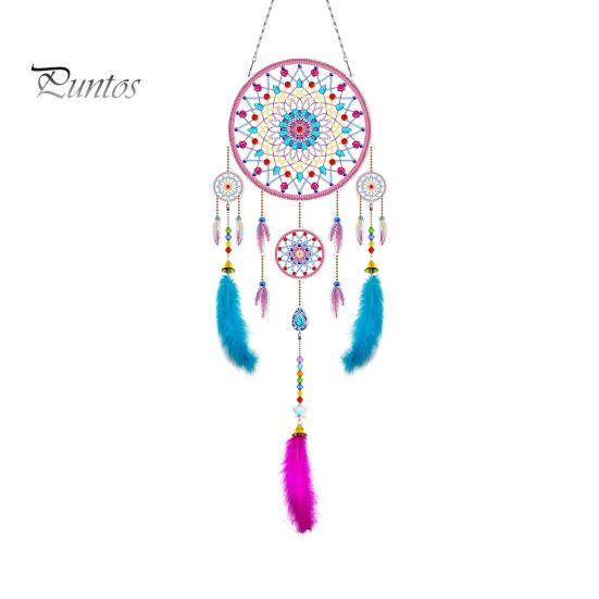 

1 комплект алмазной живописи Ловец снов сверкающий DIY алмазная живопись кулон комплект для украшения дома темно-розовый