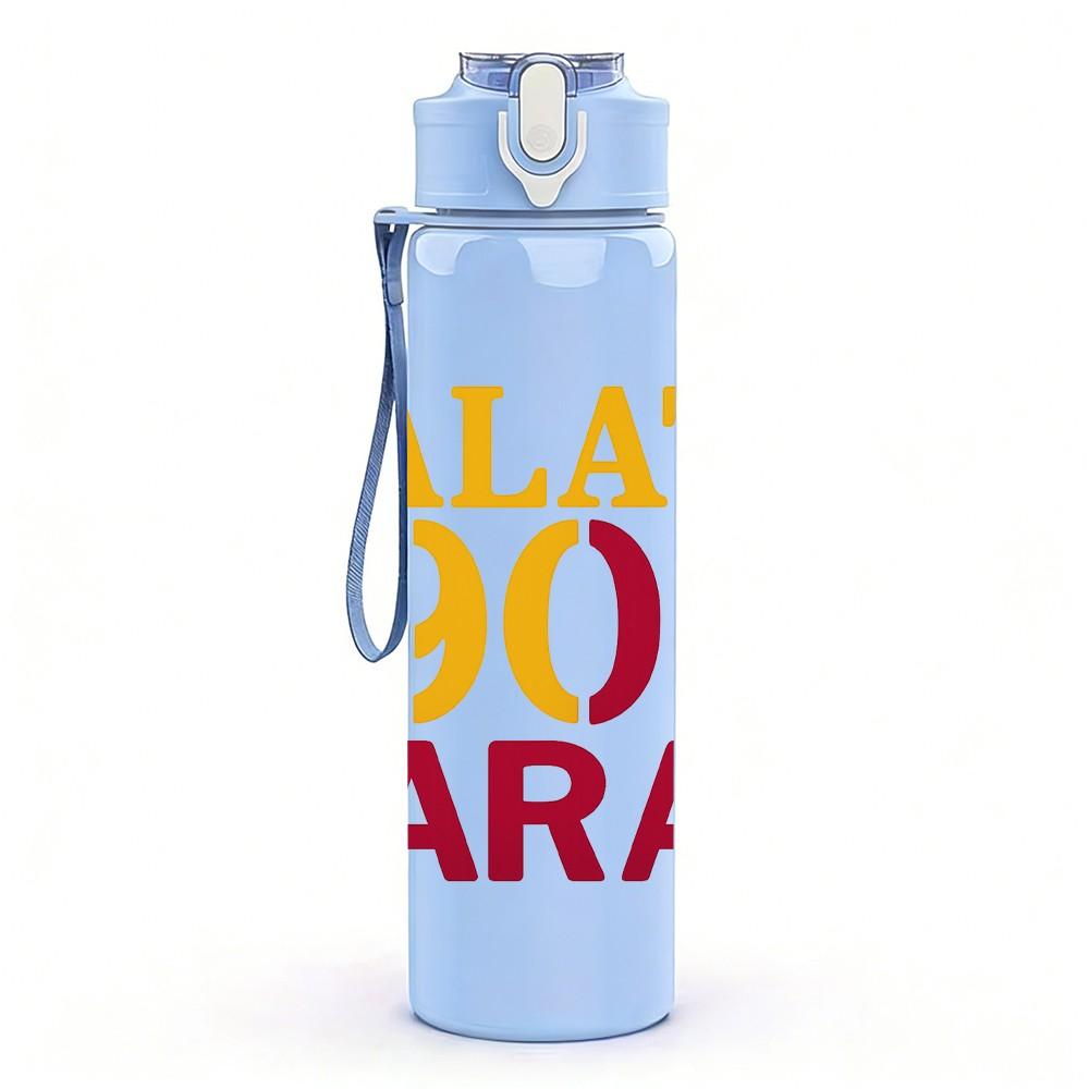 1PC Galata 1905 Saray Text Pattern 750ml Color Plastic Sports Water Bottle Leakproof Flip Straw Lid Suitable for Sports Office Home Use