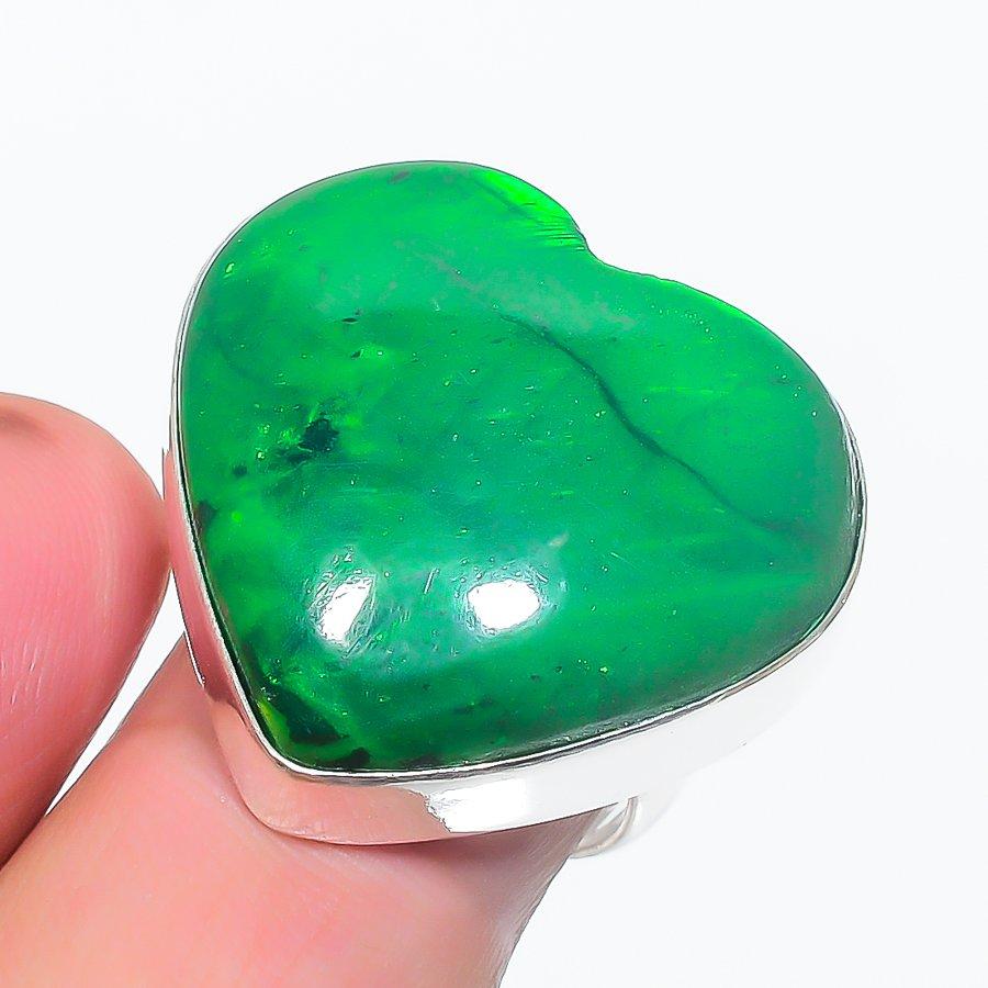 

Кольцо из серебра 925 пробы с натуральным зеленым лабрадоритом, размер 7, p0g15