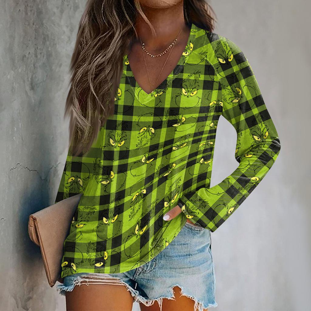 Women's Fashion Loose Raglan Sleeve T-Shirt With Christmas Print Casual Top