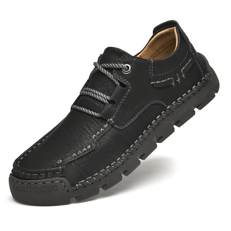 

38-48 Мужские больших размеров простые и модные повседневные кожаные туфли для улицы, низкие хайкинговые туфли 43