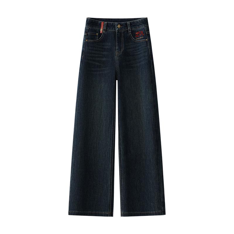 

Женские джинсовые брюки с высокой посадкой и широкими штанинами - Весенние свободные повседневные брюки 3XL (136-150) синий