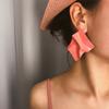Light Luxury Irregular Metal Pleated Earrings Female, Candy Color Simple Temperament Geometric Large Stud Earrings Pendant