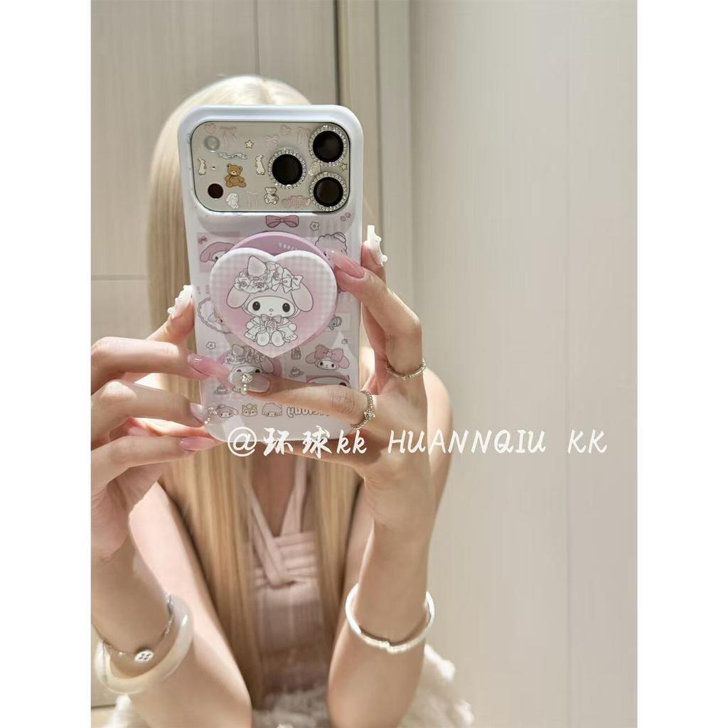 Full screen cartoon rabbit and girlfriend gradual change magnetic mobile phone case is suitable for Apple 17promax/16pro anti-drop case