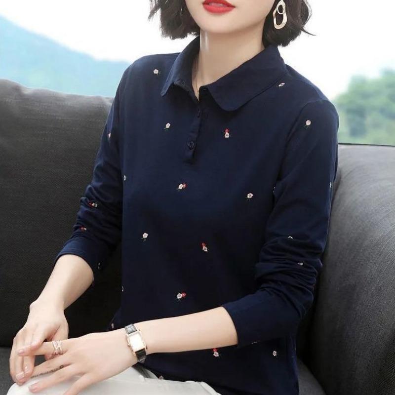 POLO Shirt Long-sleeved T-shirt Women's Spring Autumn New Slim Versatile Top Bottoming Shirt