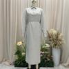 2026 French Linen V-neck Shirt Dress, Drawstring, Waist-Cinching, Loose Long Slit Dress, 20% Linen