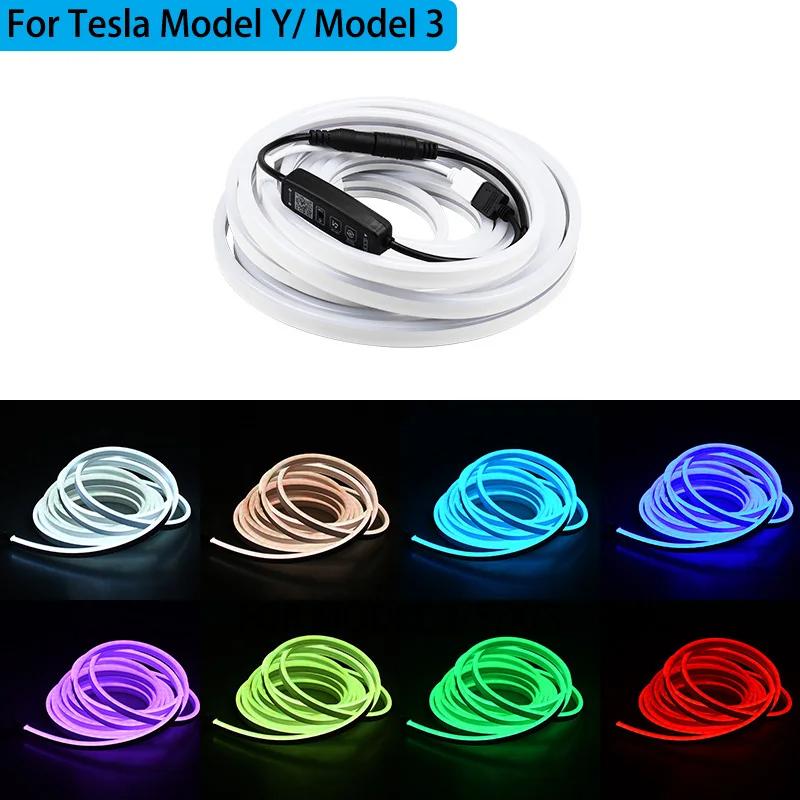 Applicable To Tesla Model 3 Model Y Front Standby Trunk Lighting Lamp With Llight Strip RGB Adjustable Color BluetoothControl