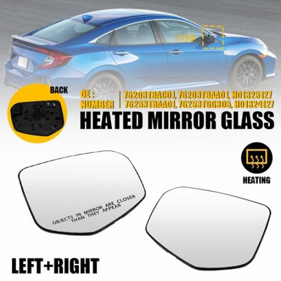 

Heated For 2016- Honda Civic Left Right Side View Wing Mirror Glass N