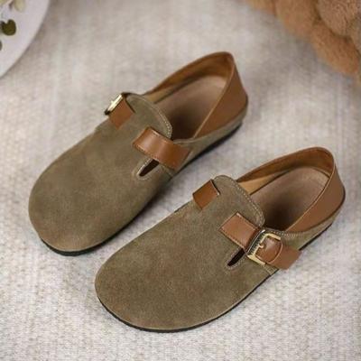 Suede Women's Casual Shoes Breathable Leather Half Slippers Outdoor Indoor Loafers Flats Comfortable Summer Couple Sneakers