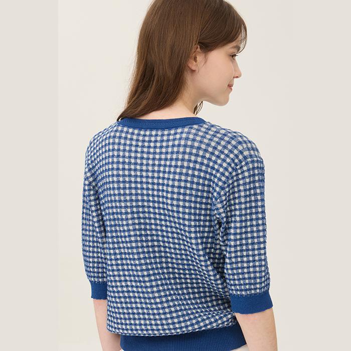 Benetong Cherry Crochet Check Knit_Bakp61531Bl