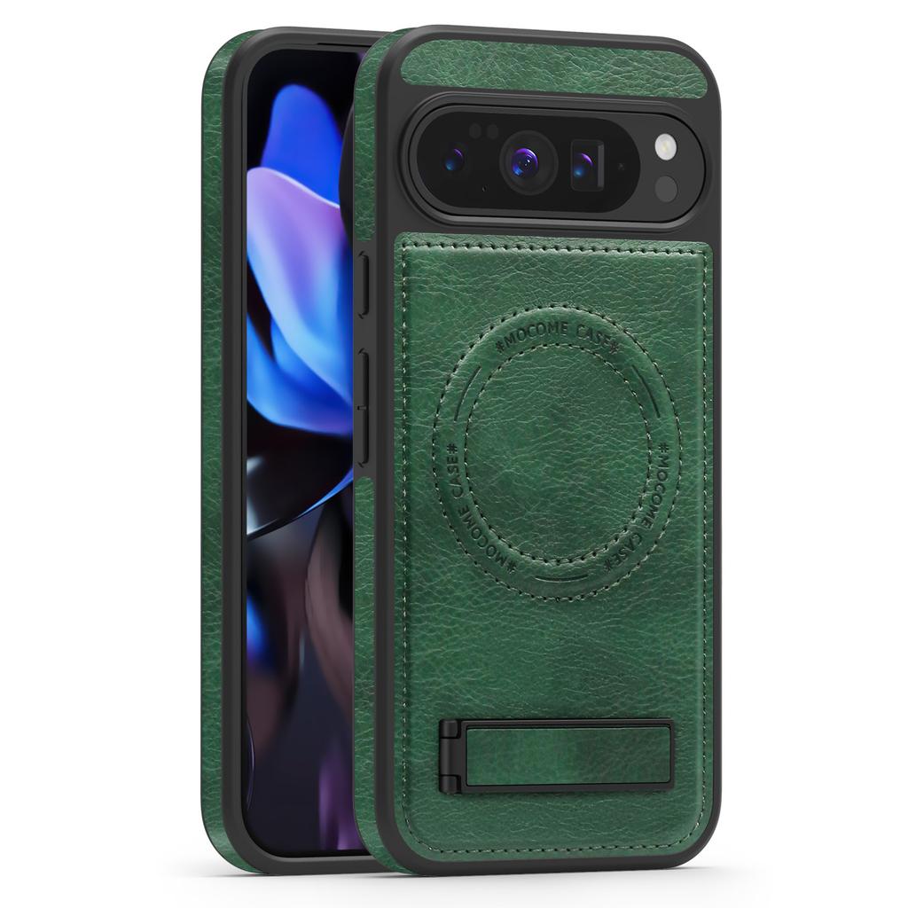 For Google Pixel 10 Pro XL Case Compatible with MagSafe Kickstand Leather Phone Back Cover