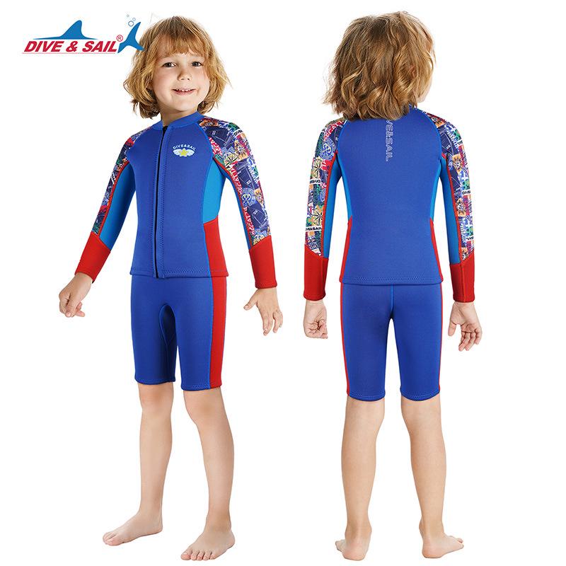 DIVE&SAIL Kids' 2.5MM Split Wetsuit: Warm, Cold-Resistant for Diving, Snorkeling, Swimming & Surfing.