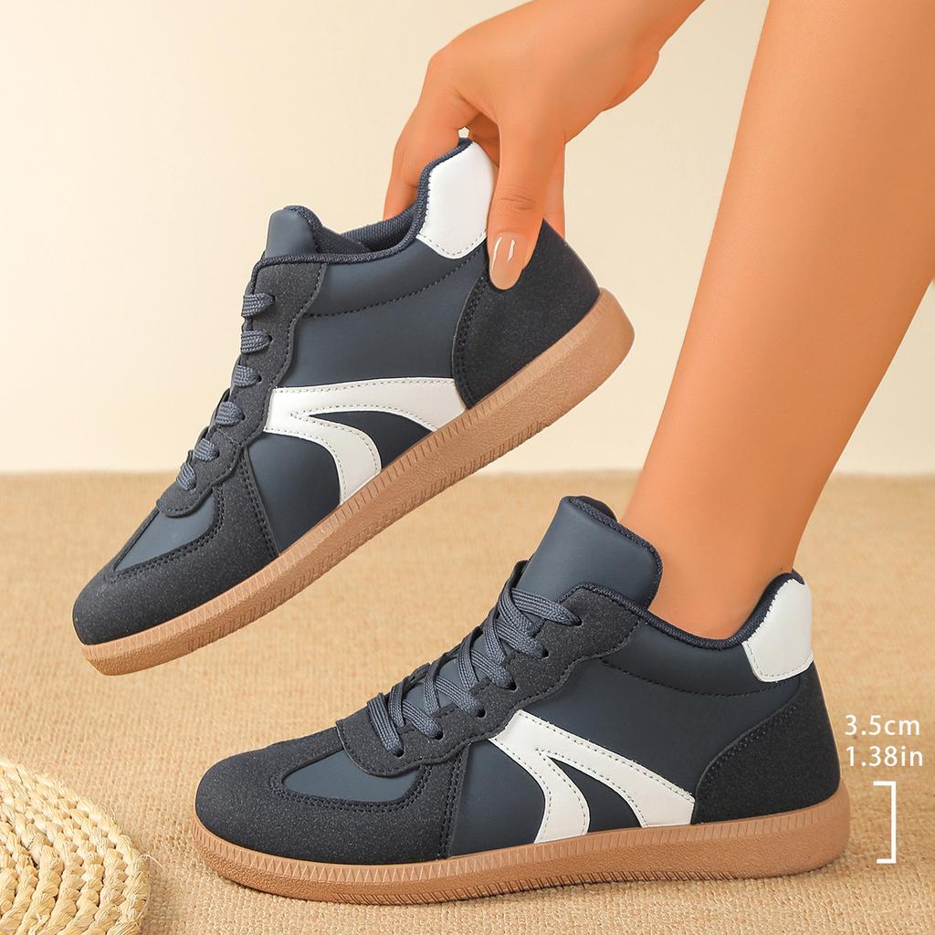 Fashion 2025 Autumn New Large-size High-top Women's Sneakers Color-blocking Luxury Flat Loafers Comfortable Retro Versatile Casual Shoes