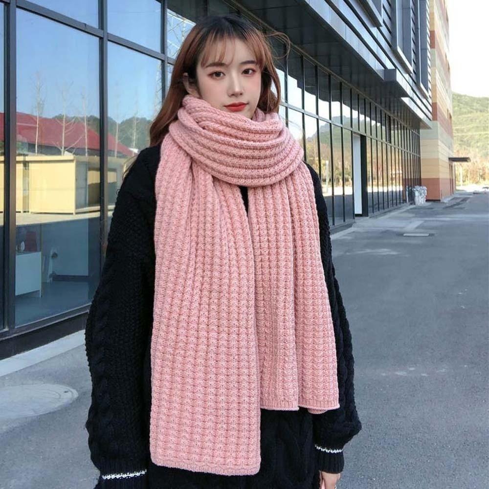 Spandex Long Thickened Neckscarf Polyester Winter Warmer Scarf Soft Knitting Wool Scarf  Winter