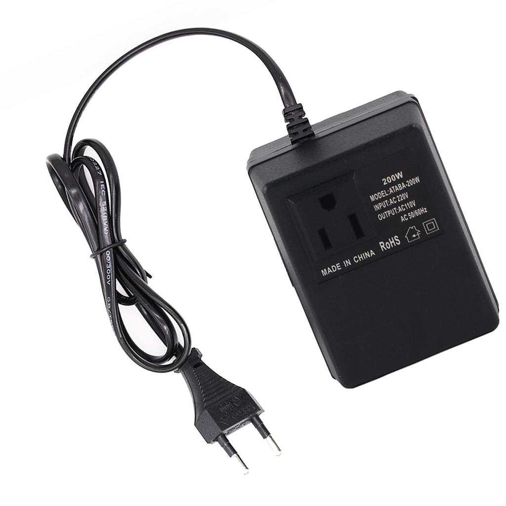 AC 220V to 110V Converter 200W Voltage Converter Portable   Travel Power Adapter Black