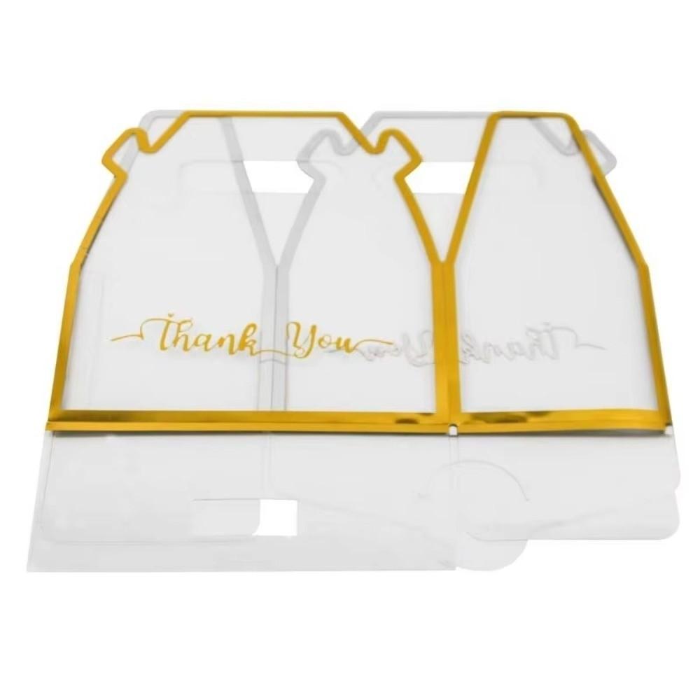 Ensemble de 12 pièces Boîte à bonbons transparente réutilisable Bordure dorée Design portable Boîte cadeau Sac en PVC Emballage de remerciement