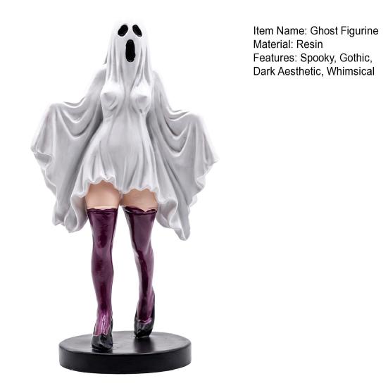 Creative Ghost Statue for Birthday Souvenir Gothic Lady Sculpture, Halloween Resin Shrouded Woman Figurine, Mythical Cute Sculpture Secret Room