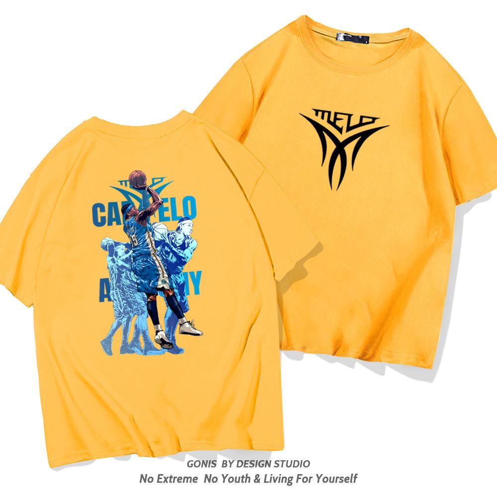 Carmelo Anthony short-sleeved T-shirt men's summer cotton loose half-sleeved trendy cartoon student basketball top