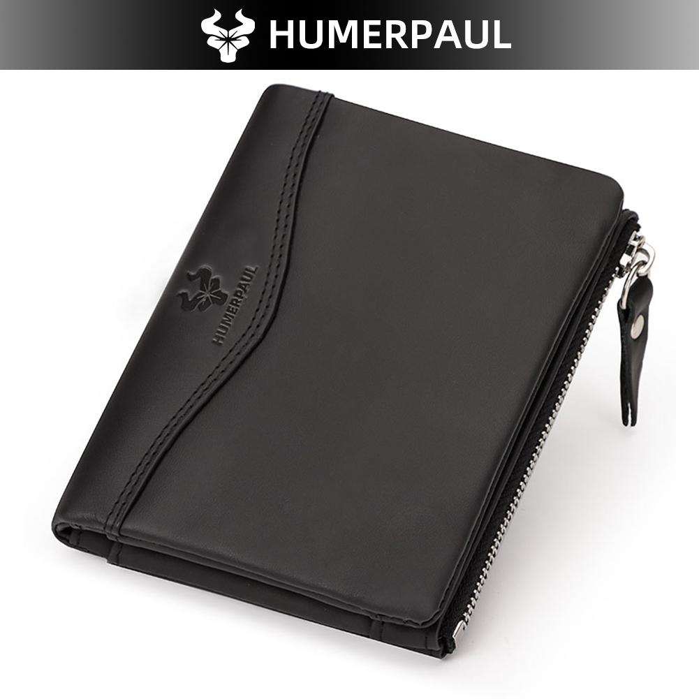 Humerpaul Neue RFID Männer Brieftasche Blockieren Schutz Anti-Diebstahl Scan Männlichen Leder Biflod Kurze Brieftasche Zipper Münzfach Beutel Casual geld Tasche