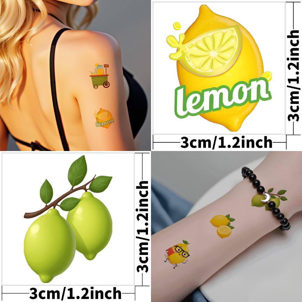 108 Pezzi Tatuaggi Temporanei Adesivi Cartoon Impermeabili Lunga Durata Adesivi per Corpo Adesivi Limone Per Uomini