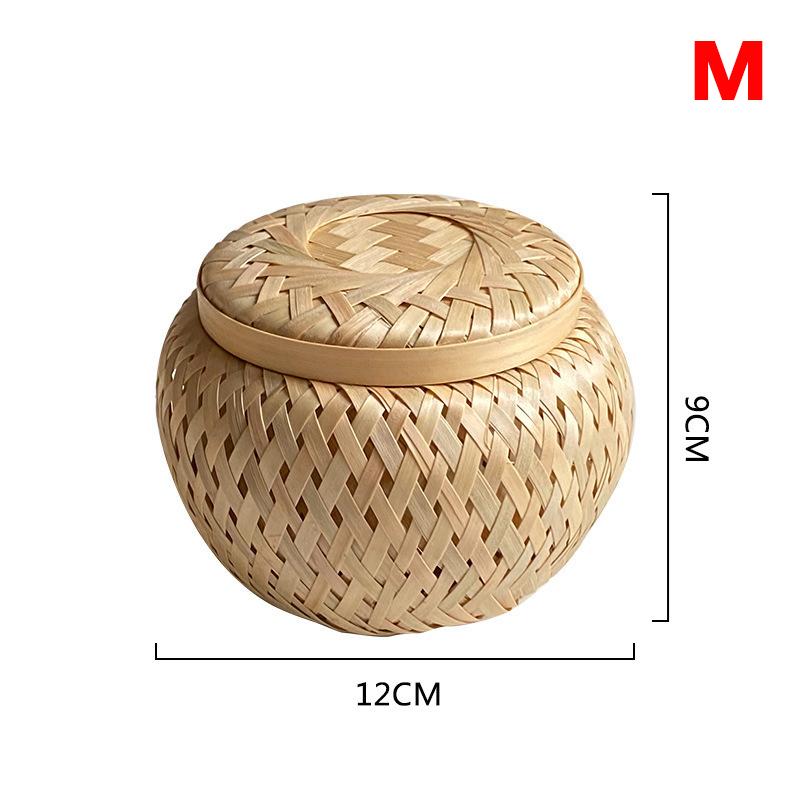 

2023 бамбуковые банки для хранения, кухонные контейнеры для сухих продуктов, орехов, чайных яиц, плетеная корзина, органайзер для конфет, коробки, банка для закусок, украшение для дома M