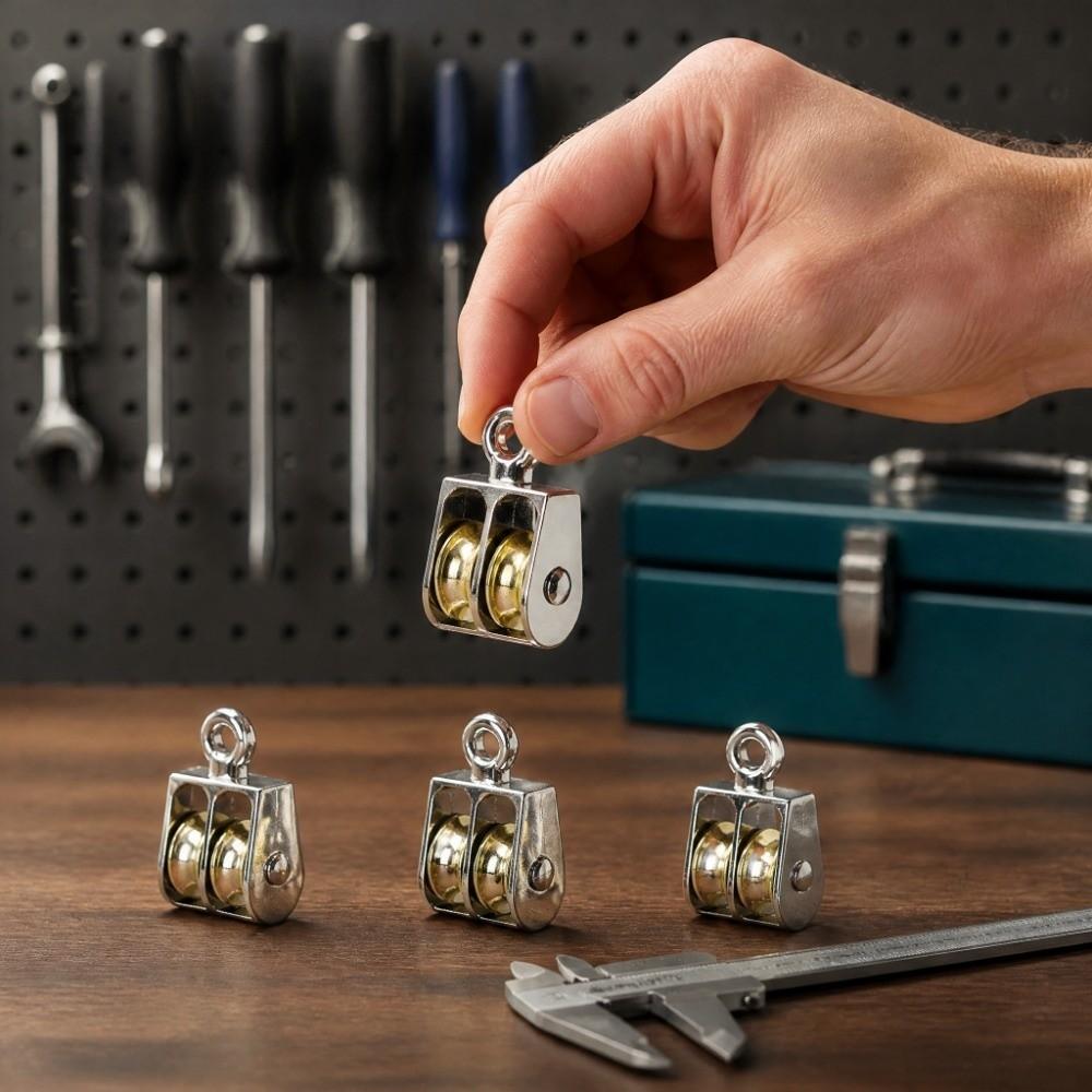 4pcs Stainless Steel Double Pulley Block 100KG Capacity Rope Pulley Block Cable Pulling