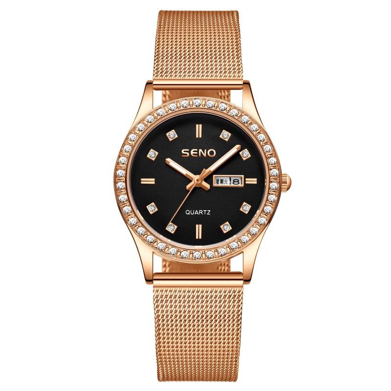 Alloy Women's Faux Leather Watch Double Calendar Student Quartz Watch