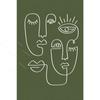 Sage Green Abstract Line Art Canvas Gallery Wall Prints Minimalist Geometric Leaf Face Wall Art Boho Neutral Modern Home Decor