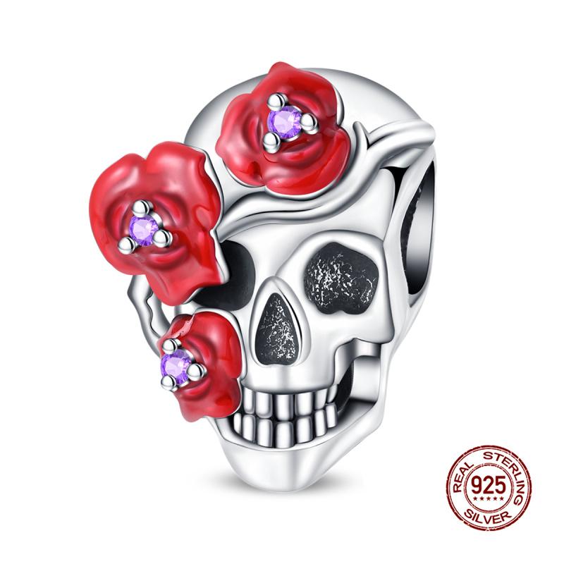 GlowintheMatte Black Skull Charm copper Pumpkinhead Charm Bead Compatible With 3mm Authentic Bracelets Womens Do It Yourself Fine Jewellery Gift Ho