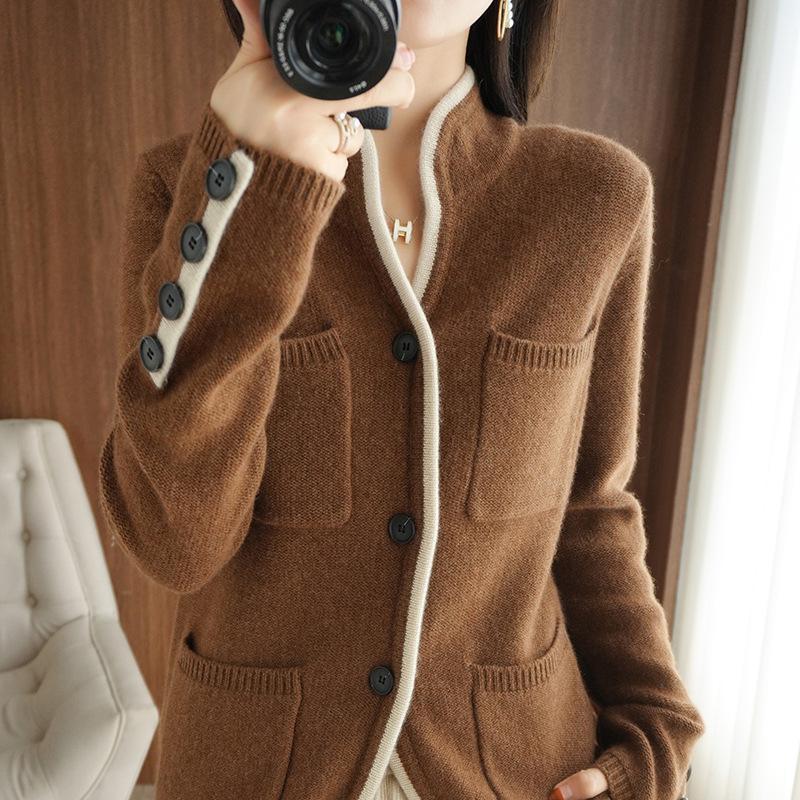 

Cardigan jacket women s autumn and winter new design sense niche loose top women s lazy wind knitted sweater women average size