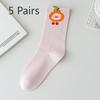 5 Pairs of Female Spring and Summer Cute All Match Cartoon Animal Tube Socks
