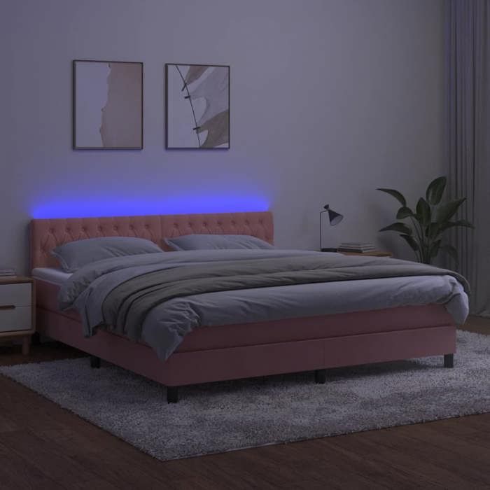 Maison Exclusive - Sommier à lattes de lit avec matelas et LED Rose 180x200 cm