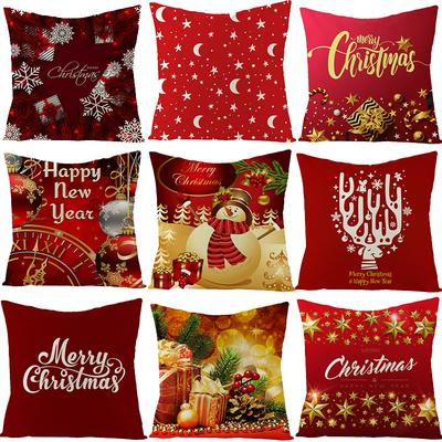 New Christmas Pillow Cover Printed Decorative Cushion Cover Home Sofa Cushion Linen Sofa Back