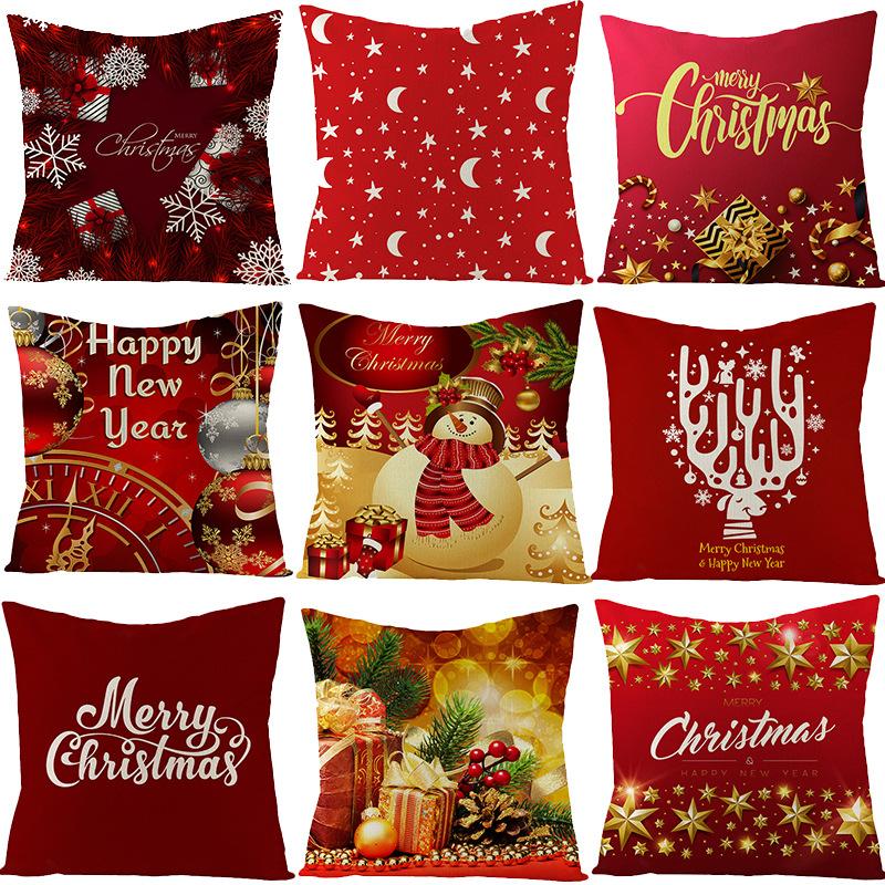 New Christmas Pillow Cover Printed Decorative Cushion Cover Home Sofa Cushion Linen Sofa Back