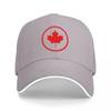 Canada Esdoornblad Logo Zwarte Baseballpet met Rood Cirkel Ontwerp Klassieke Verstelbare Pet voor Unisex en Dames Buitenkleding