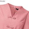 ZANZEA Women Elegant Casual V-Neck Short Sleeve A-line Dress