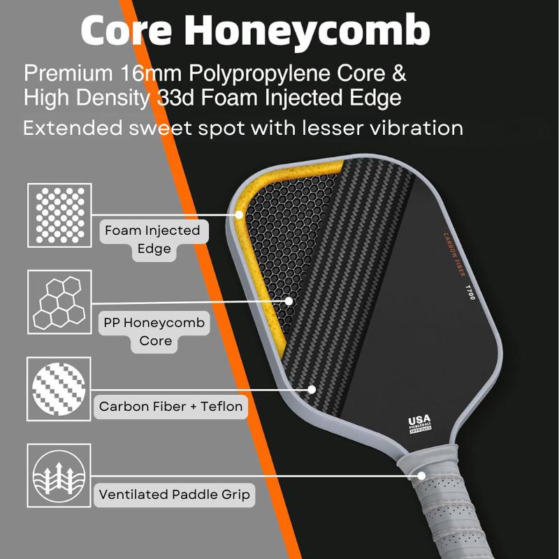 T700 Carbon Fiber Pickleball Paddle Professional Anti-slip Pickleball Paddle Outdoor Sports Pickleball Supplies Set